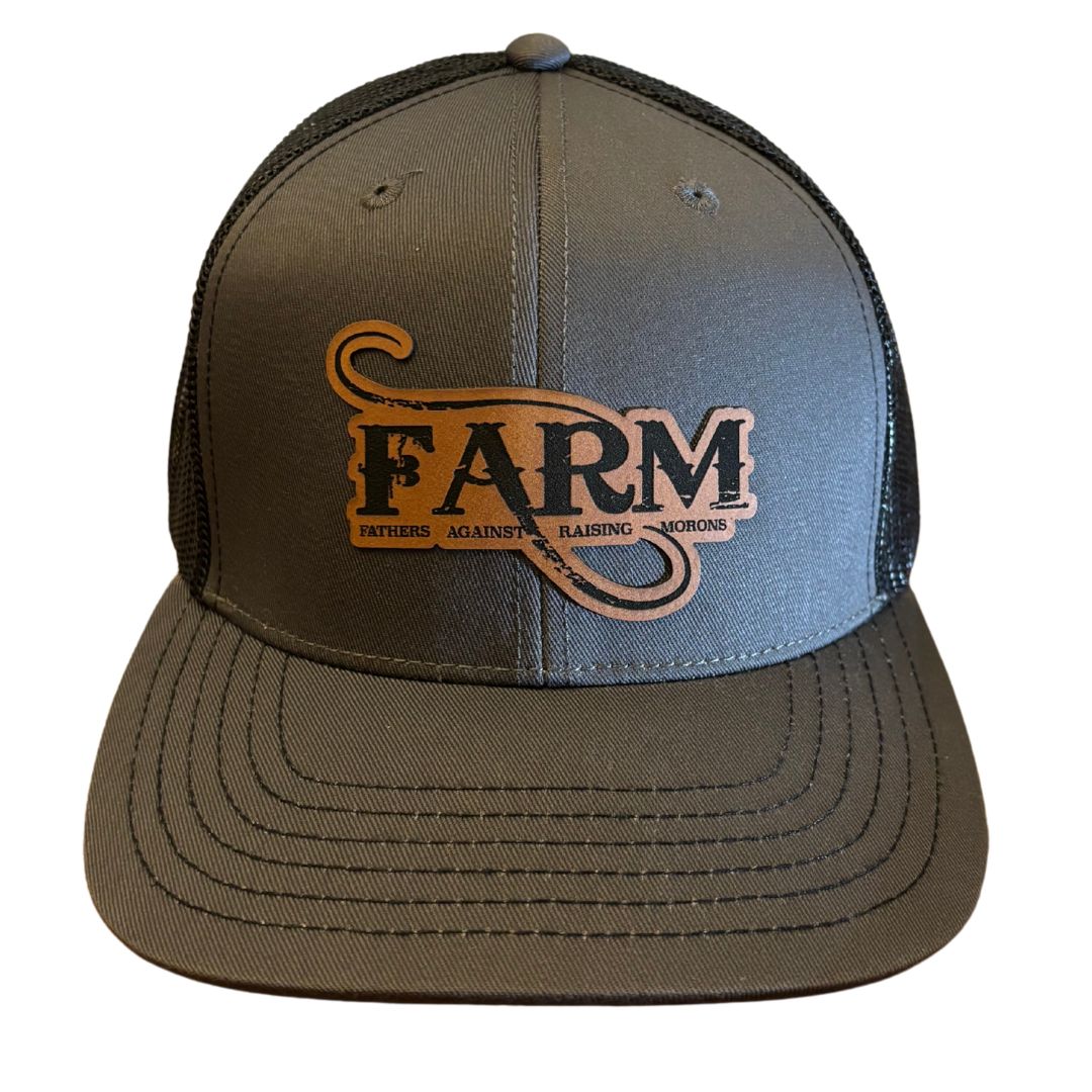 FARM Leather Patch Snap Back Hat - Charcoal/Black