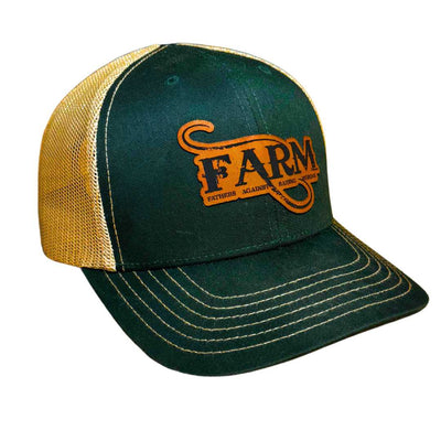 FARM Leather Patch Snap Back Hat - Green/Gold