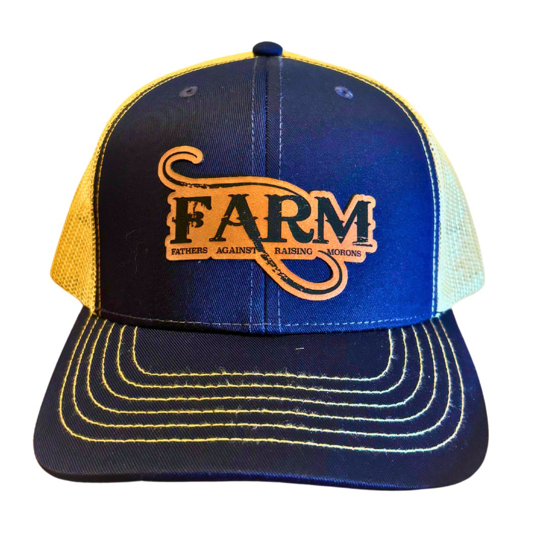 FARM Leather Patch Hat - Navy/Gold