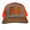 Flag Leather Patch Hat - Charcoal Grey/Safety Orange