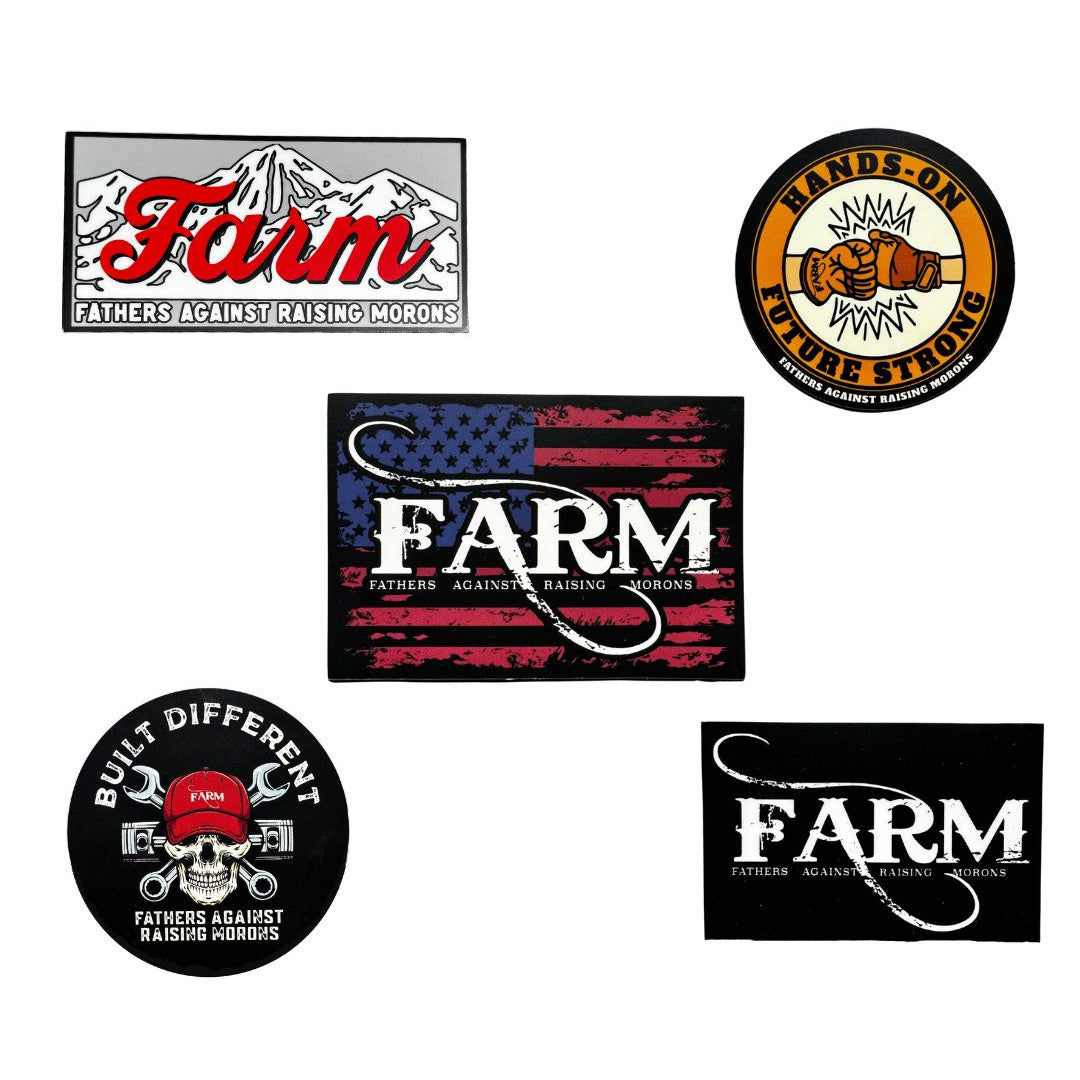 FARM Hard Hat Sticker Pack – Fathers Against Raising Morons